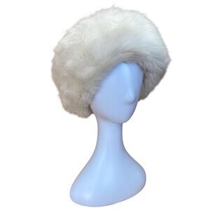 70s Vintage Betmar New York White Faux Fur Cossack Hat – Size Large